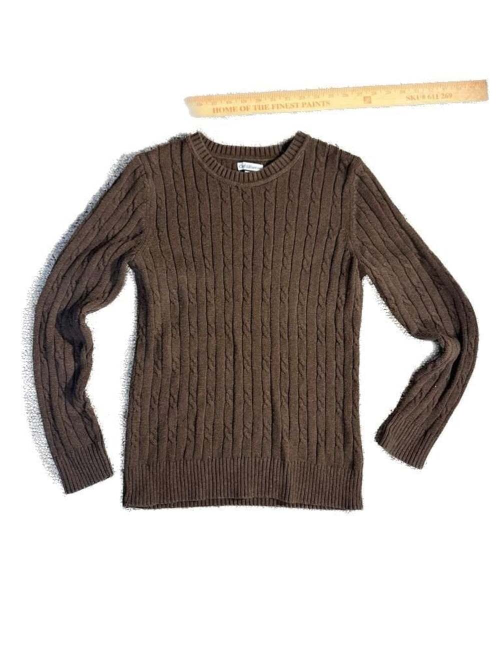 Croft & Barrow Brown Cable Knit Crewneck Sweater Size M
